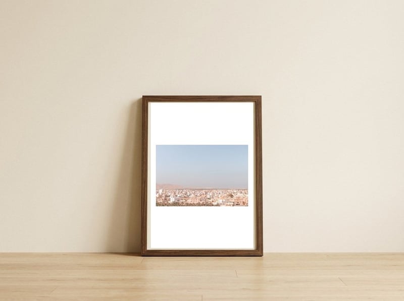 Oman, Middle East City View — framed, leaning against the wall