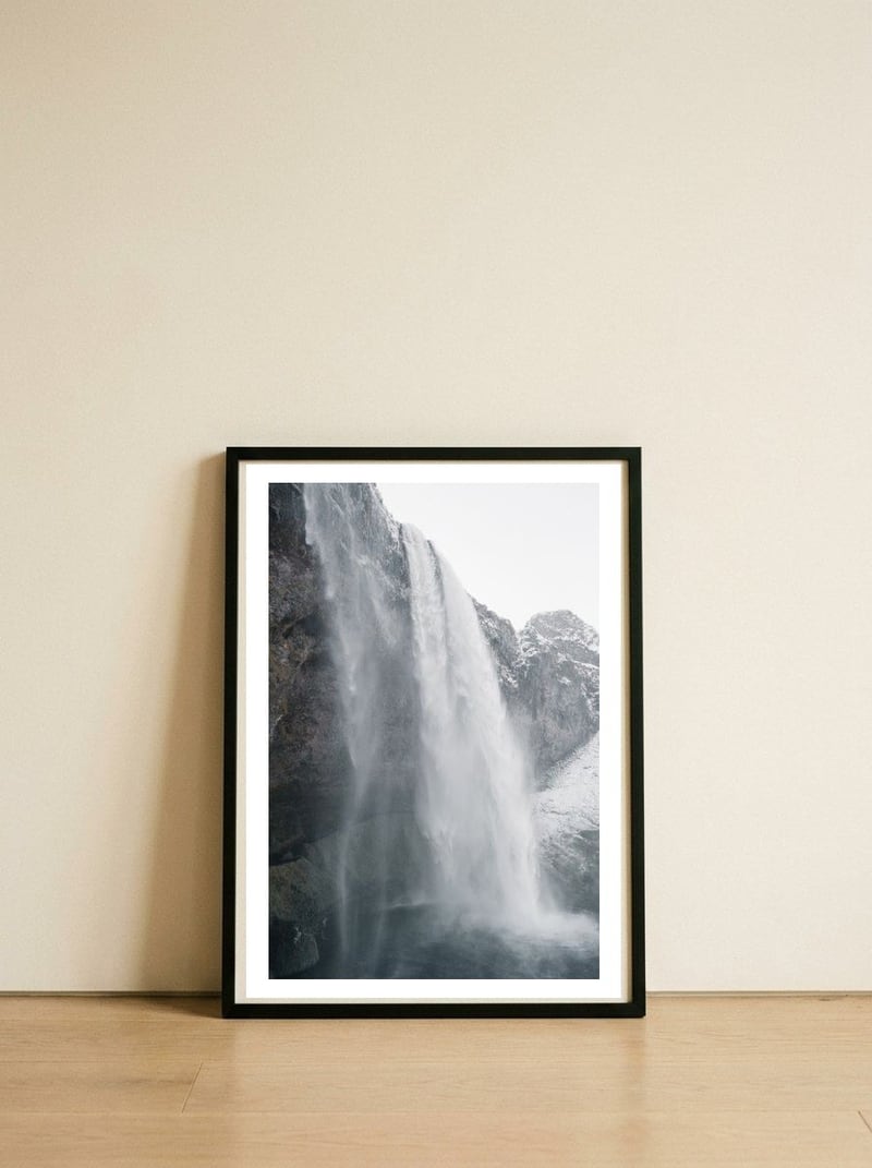 Seljalandsfoss Waterfall Iceland 4 — framed, leaning against the wall