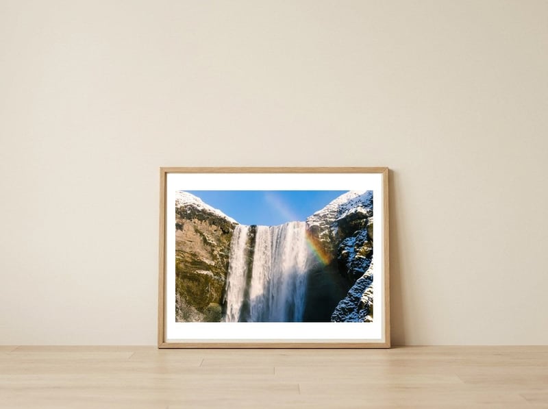 Skogafoss Waterfall Iceland 2 — framed, leaning against the wall