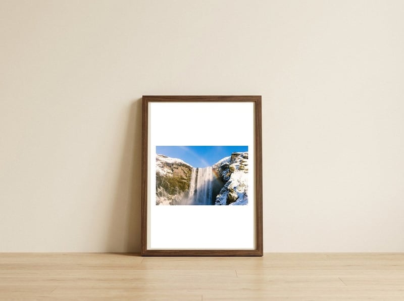 Skogafoss Waterfall Iceland 3 — framed, leaning against the wall