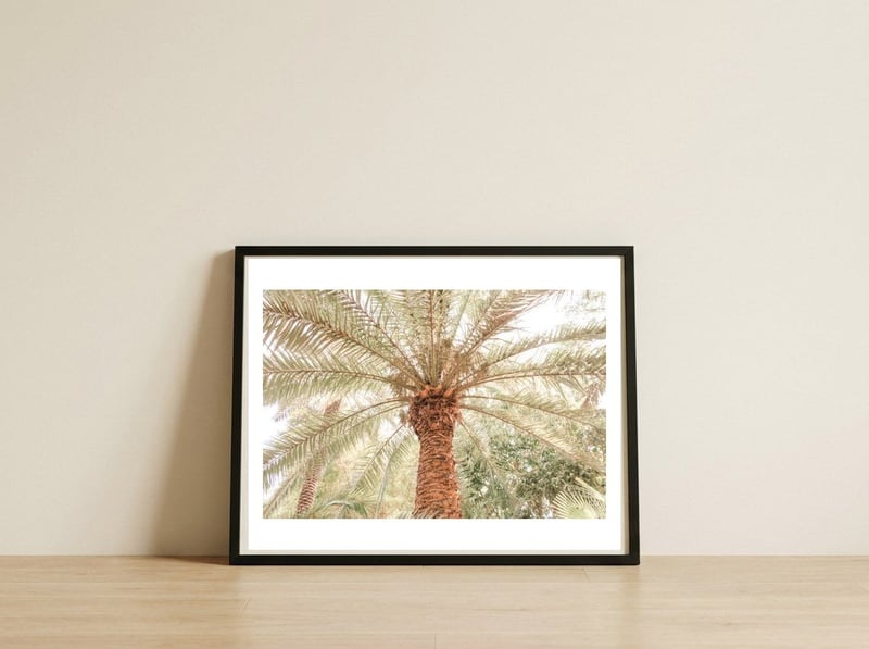 Tropical Palm Tree — framed, leaning against the wall