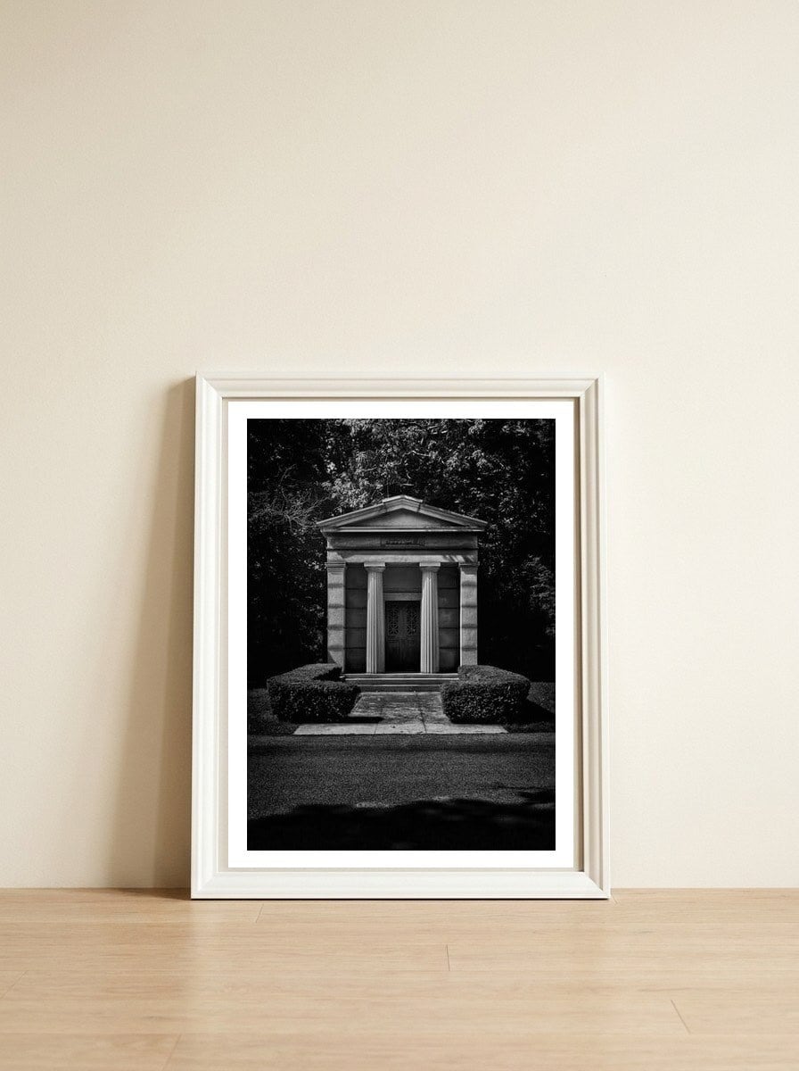 Tombstone Shadow No 19 — framed, leaning against the wall
