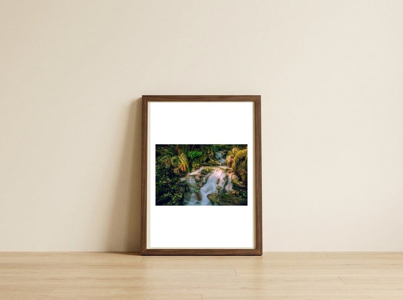 Baker Waterfall - Long Exposure — framed, leaning against the wall