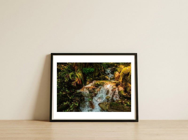 Baker Waterfall — framed, leaning against the wall