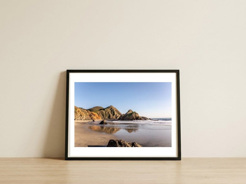 Big Sur Beach — framed, leaning against the wall