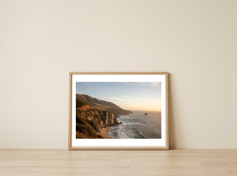 Big Sur Coastline Sunset — framed, leaning against the wall
