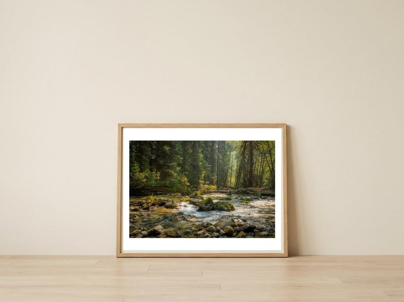 Cascade River — framed, leaning against the wall