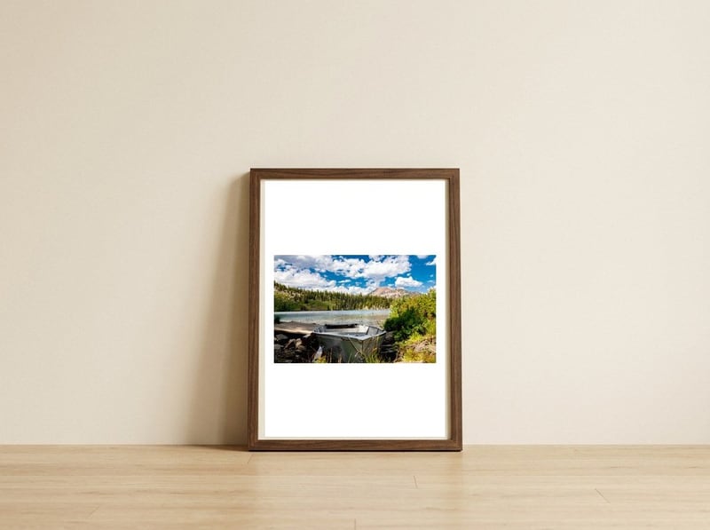 Lake George Boat — framed, leaning against the wall