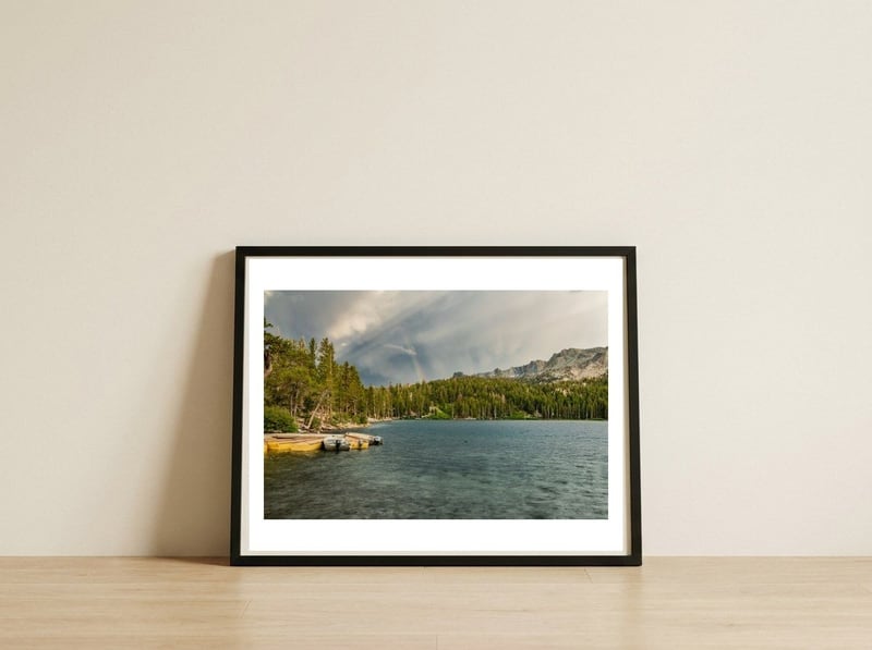 Lake George Rainbow — framed, leaning against the wall