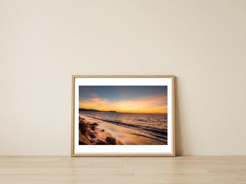 Olympic Sunset — framed, leaning against the wall