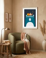 Cute Little Bear Turqouise framed in a tender room thumbnail
