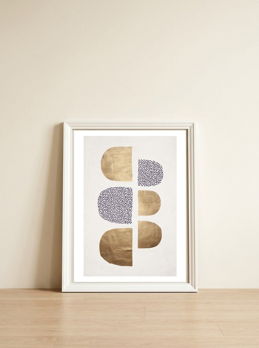 Geometric Abstracta — framed, leaning against the wall