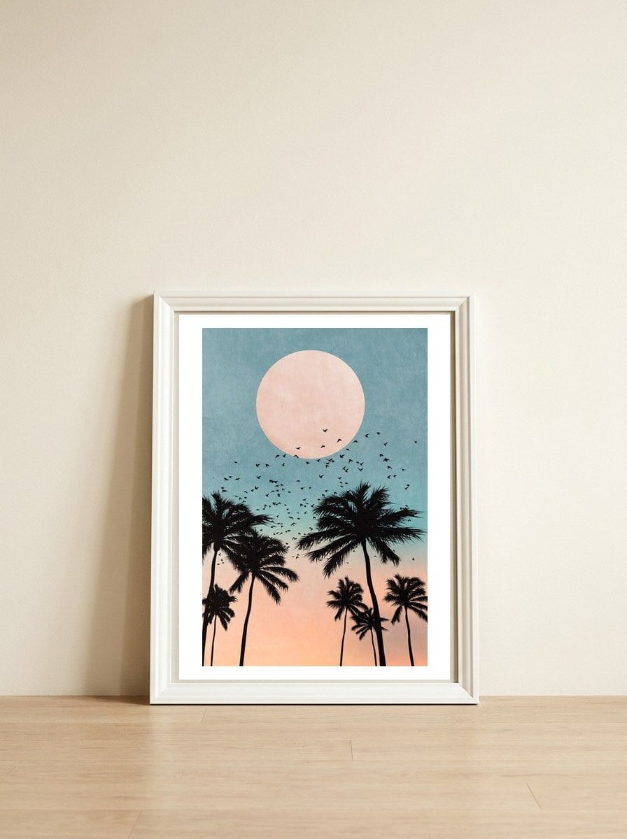 Sunrise — framed, leaning against the wall