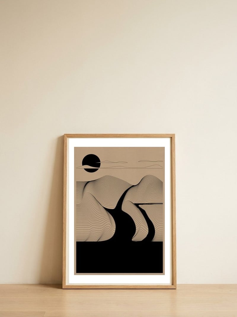 Another Place With A Lake — framed, leaning against the wall