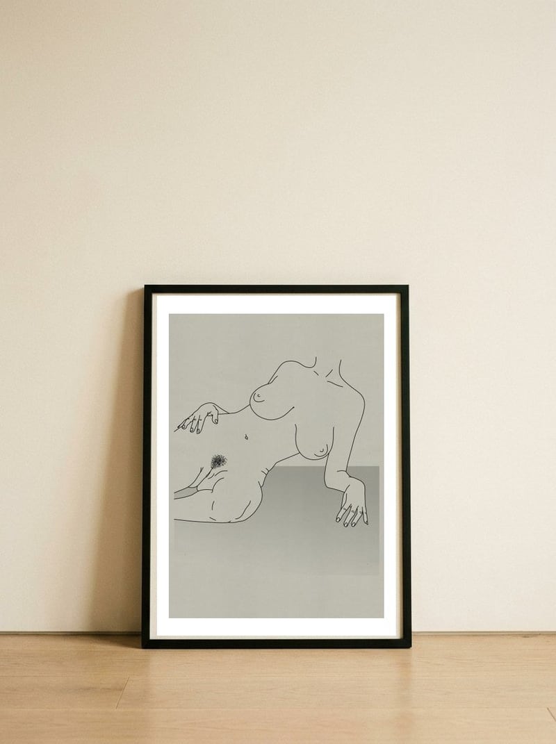 Laureen — framed, leaning against the wall
