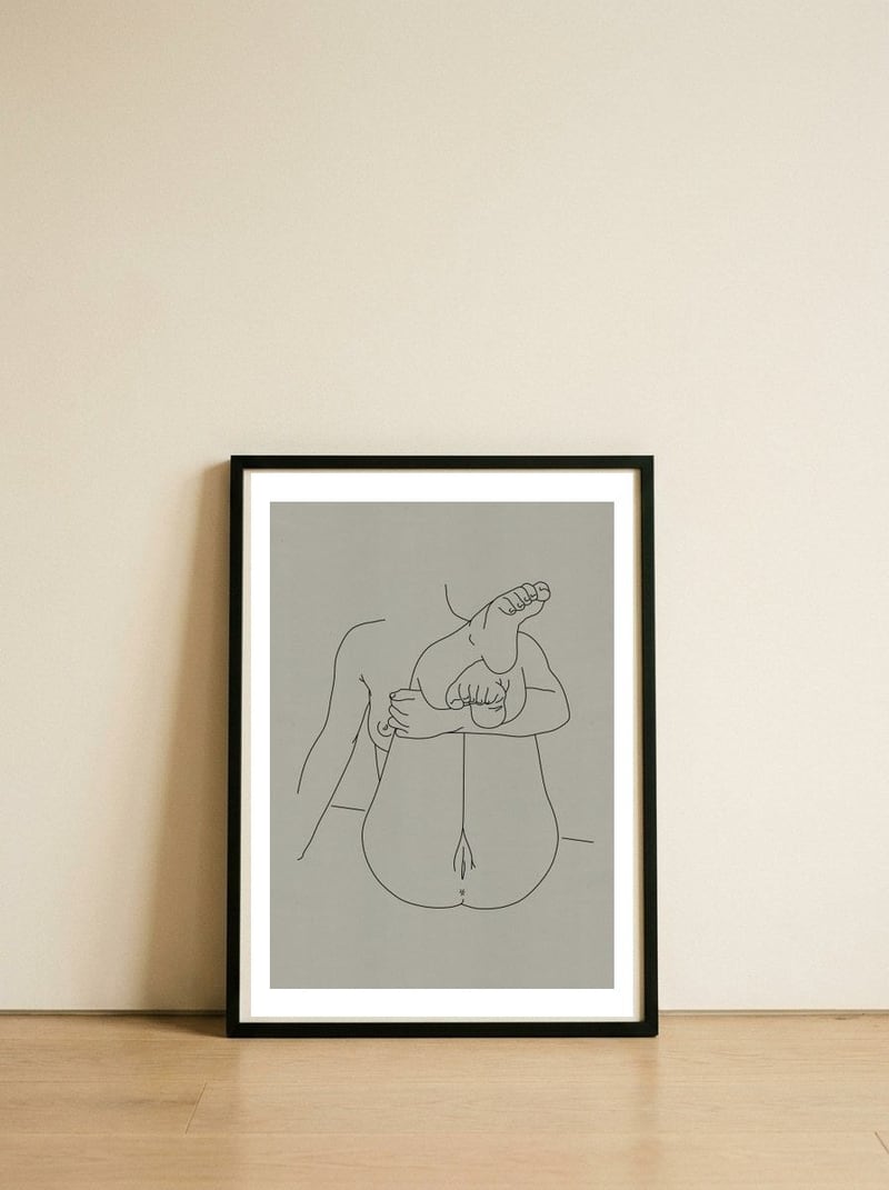 Coco — framed, leaning against the wall