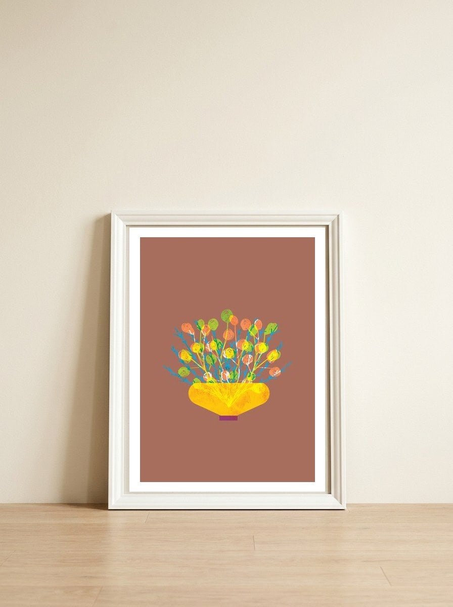 Flower pot IV — framed, leaning against the wall