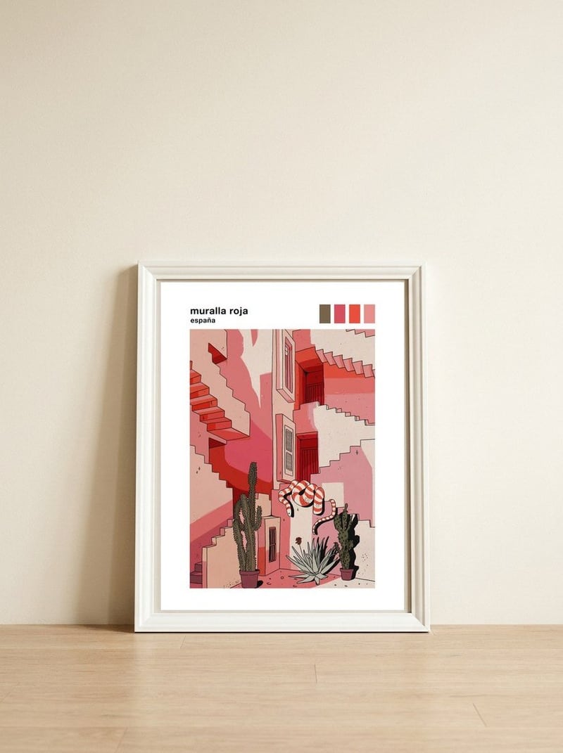 Muralla Roja — framed, leaning against the wall
