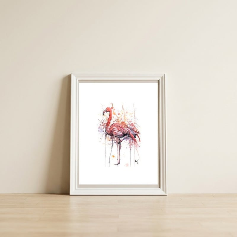 Flamingo - Wildlife Collection — framed, leaning against the wall