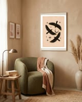 Black Birds Flying With The Moon framed in a tender room thumbnail