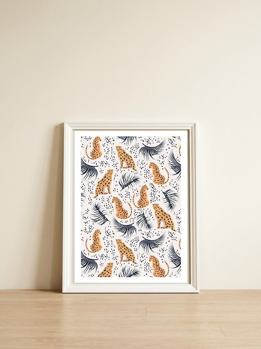 Cheetah — framed, leaning against the wall