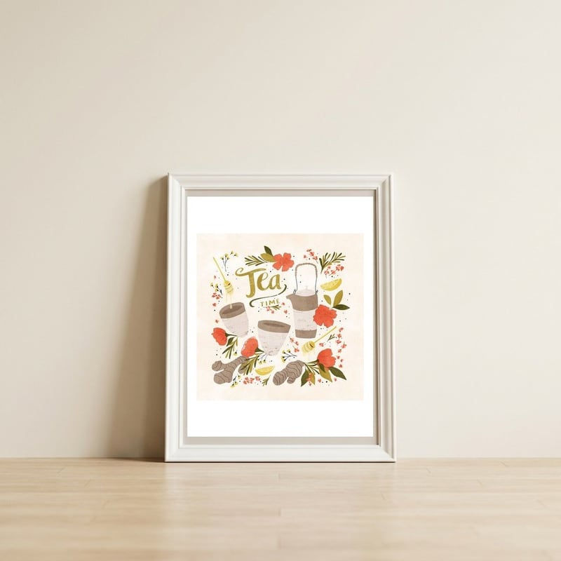 Ginger Lavender Tea — framed, leaning against the wall