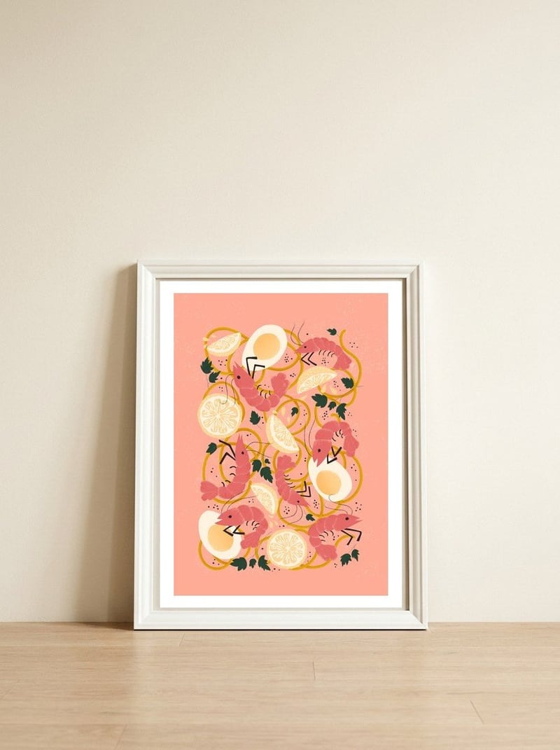 Ramen Shrimp And Noodle Soup — framed, leaning against the wall