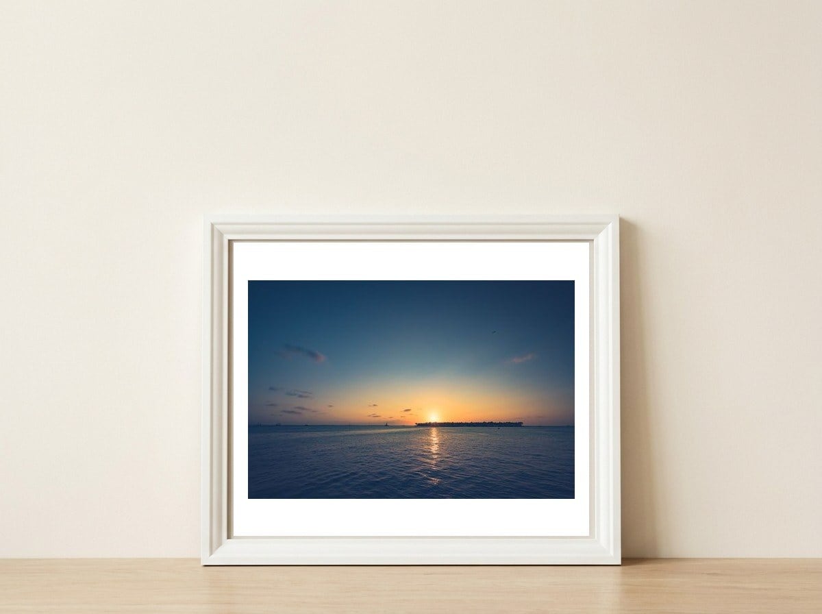 B'dazzled Blue — framed, leaning against the wall