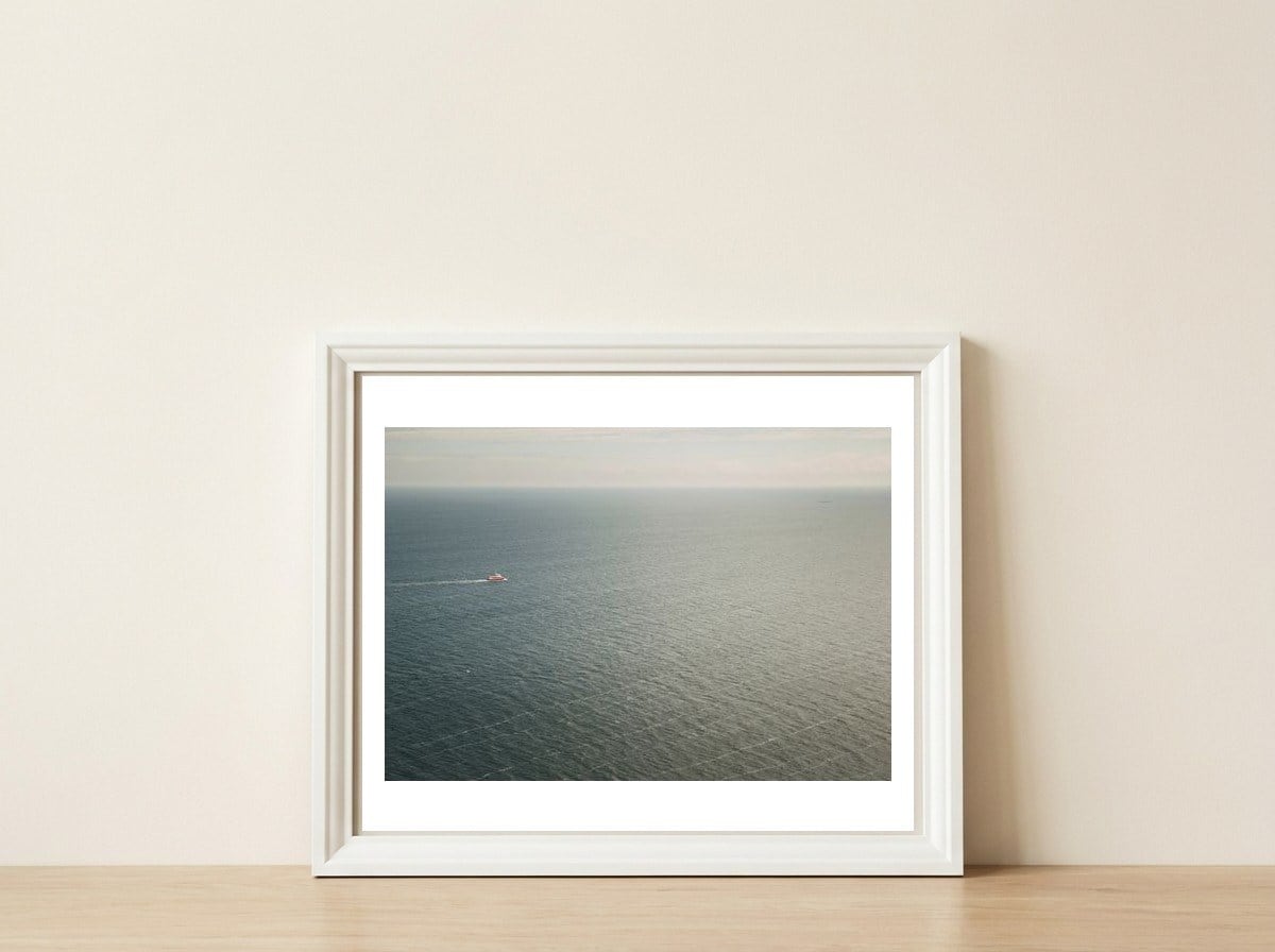 The Baltic Sea — framed, leaning against the wall