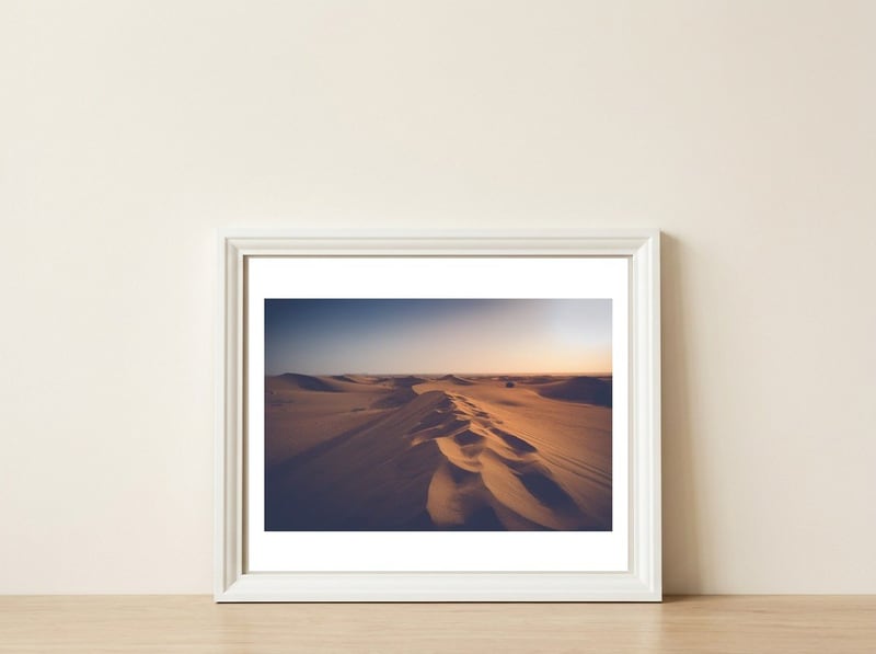 Caramel — framed, leaning against the wall