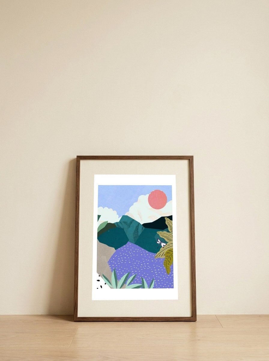 Mountains — framed, leaning against the wall