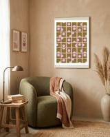 Pink Retro Circles Pattern framed in a tender room thumbnail