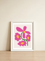 Pink Retro Cut Out Flower — framed, leaning against the wall thumbnail