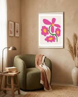 Pink Retro Cut Out Flower framed in a tender room thumbnail