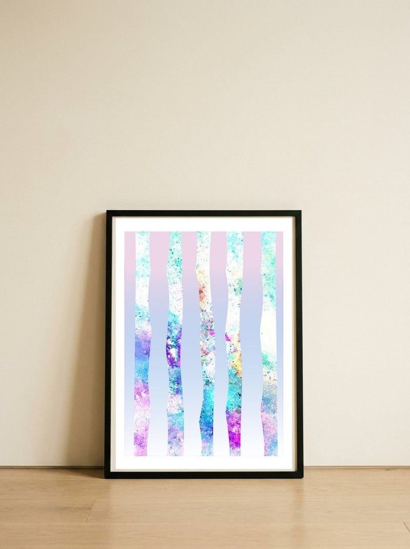 Watercolor Trees — framed, leaning against the wall