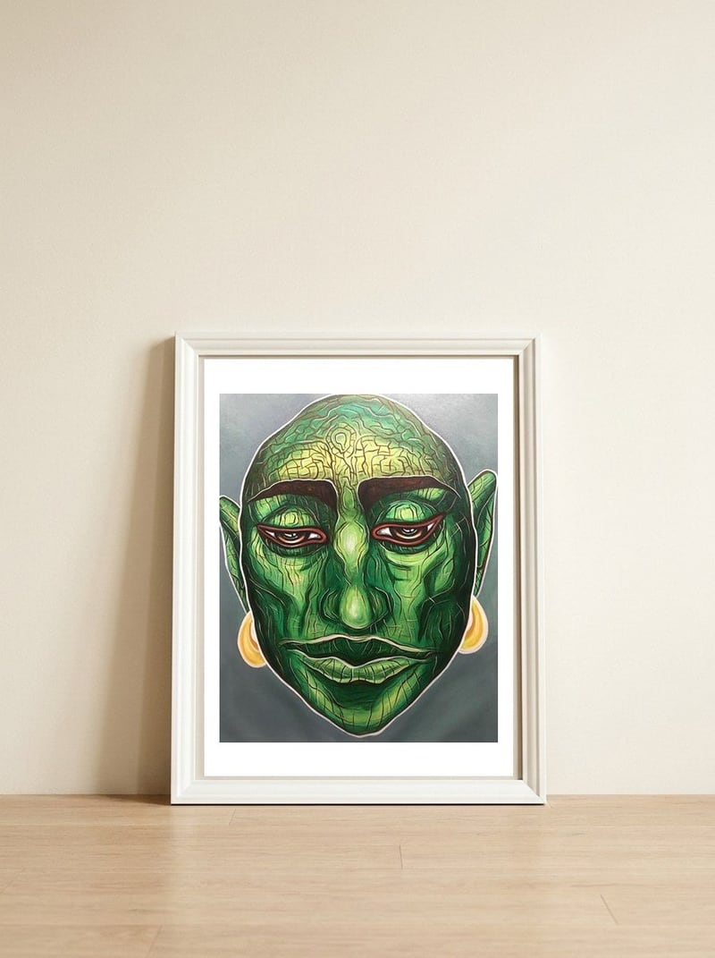 Ogre — framed, leaning against the wall