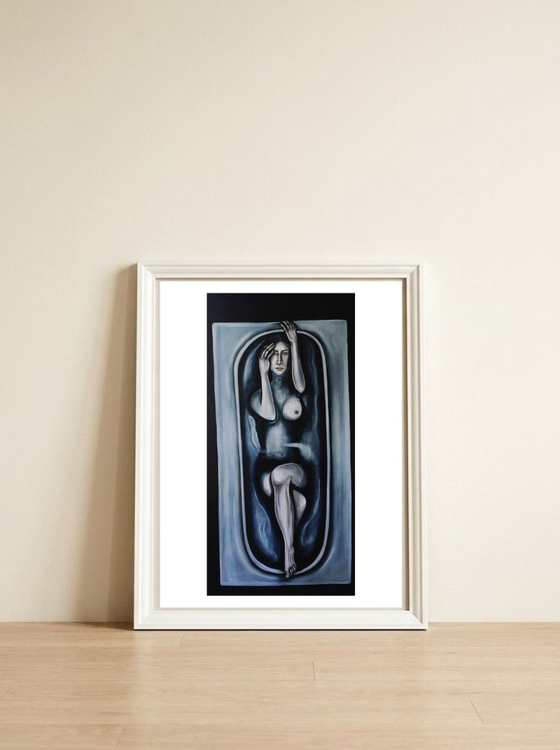 Moment of Self Exploration — framed, leaning against the wall