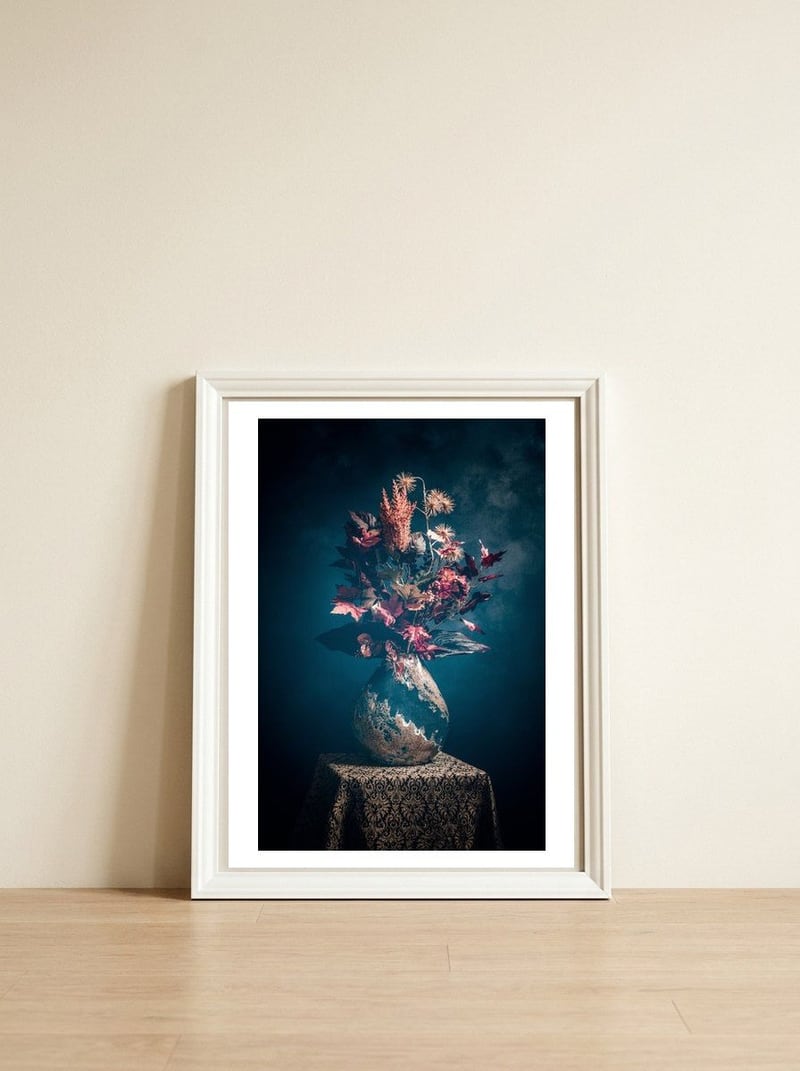 Autumn Stillife — framed, leaning against the wall