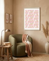Pastel Pink Flower Pattern  framed in a tender room thumbnail