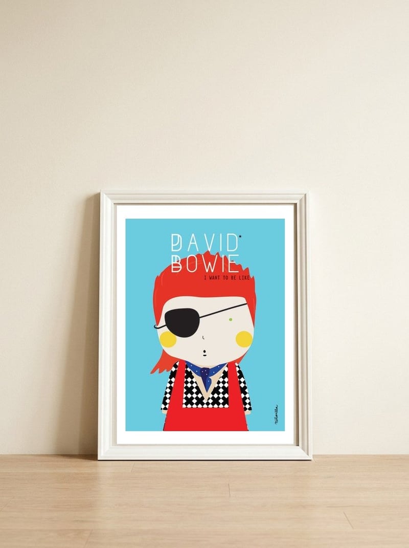 Bowie — framed, leaning against the wall