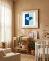 ELEPHANT IN BLUE ! POLYGON ART framed in a tender room thumbnail