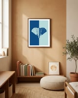 ELEPHANT IN BLUE ! POLYGON ART framed in a gentle room thumbnail