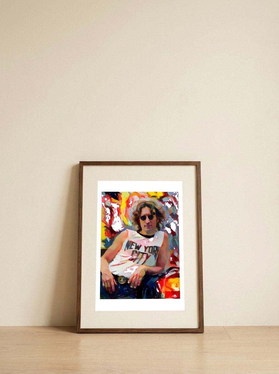 JOHN LENNON FOREVER — framed, leaning against the wall