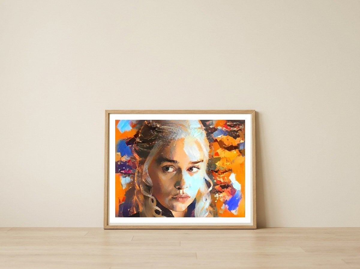 DAENERYS FOREVER — framed, leaning against the wall