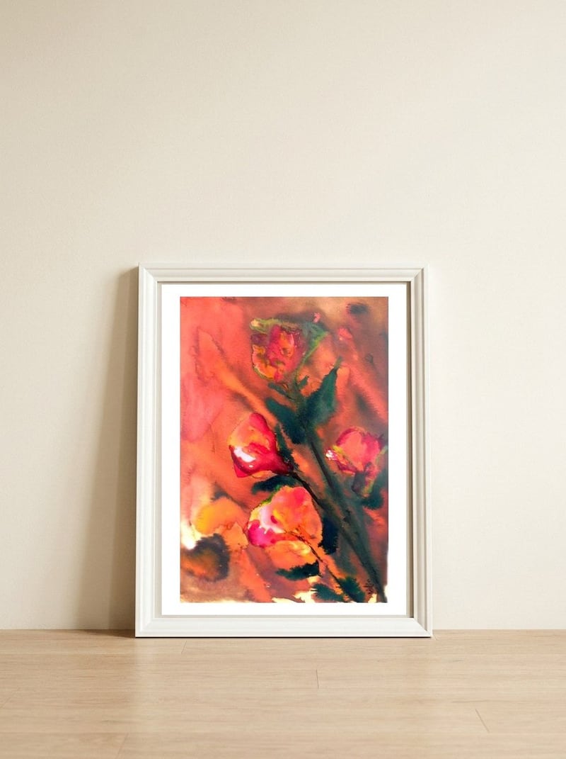Bloom Like A Flower — framed, leaning against the wall