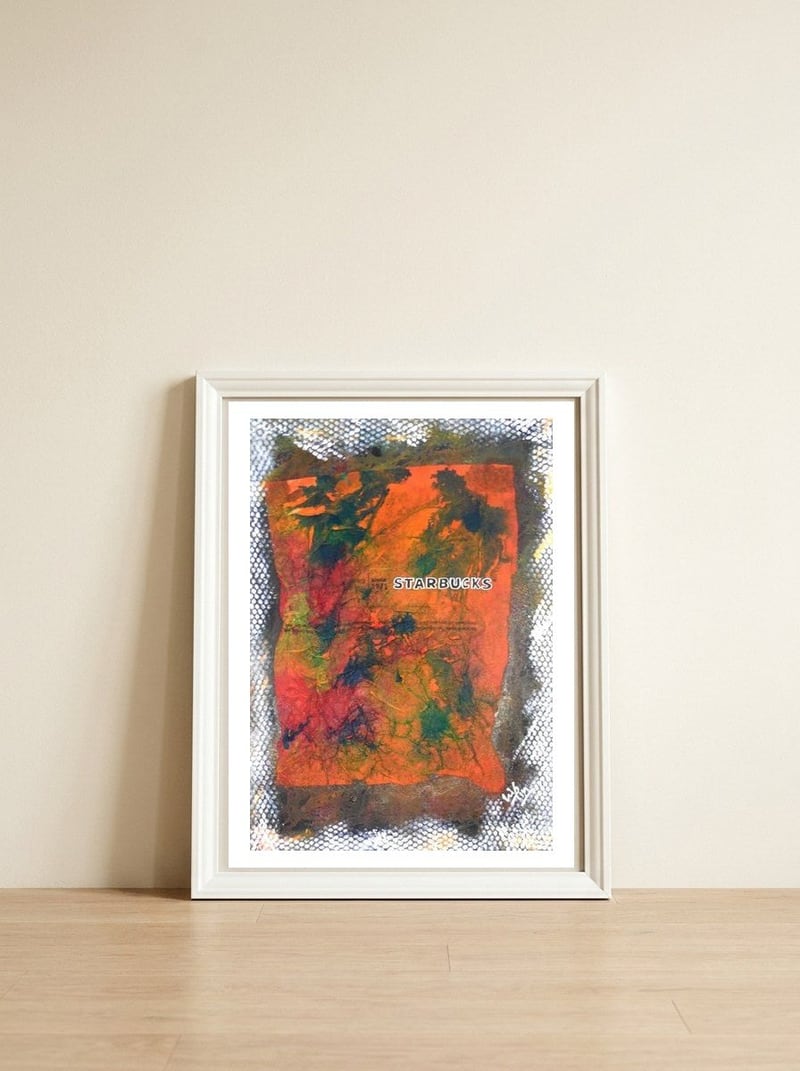 STARBUCKS - Abstraction — framed, leaning against the wall