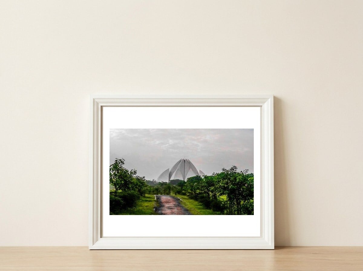 Lotus Temple — framed, leaning against the wall