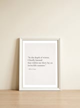 An Invincible Summer By Camus, White — framed, leaning against the wall thumbnail