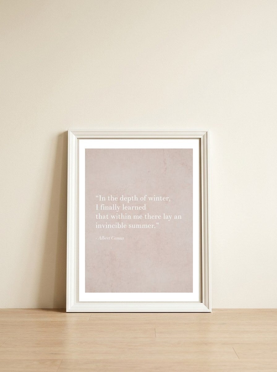 An Invincible Summer By Camus — framed, leaning against the wall