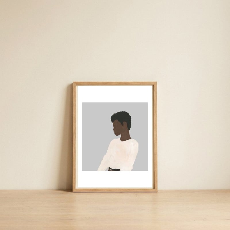 White Sweater — framed, leaning against the wall